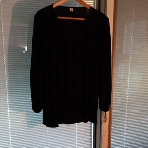 Old Navy Black 3/4 Sleeve Lace Textured Bodice Top Size XL